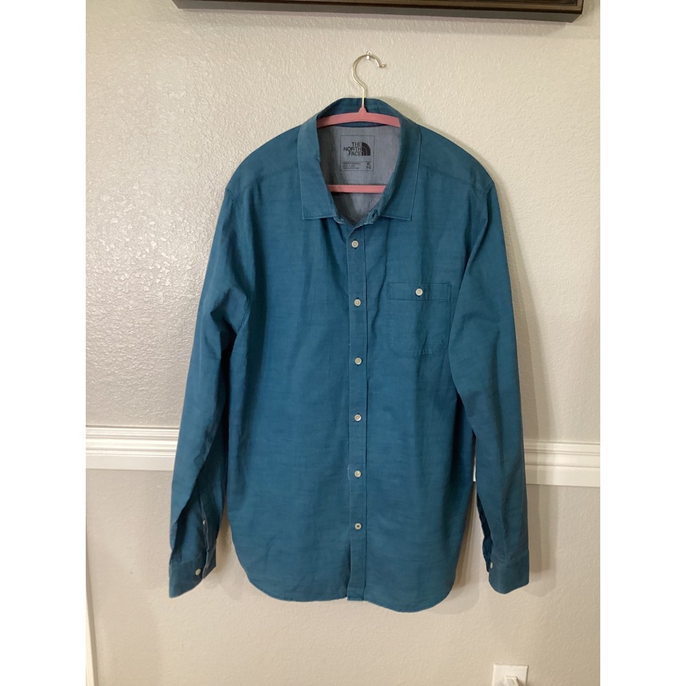 The North‎ Face Mens XL Long Sleeve Button Up Casual Shirt Teal Blue - Picture 2 of 7
